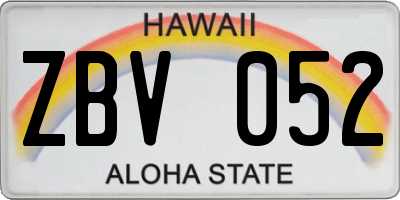HI license plate ZBV052