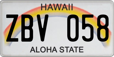 HI license plate ZBV058