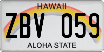 HI license plate ZBV059