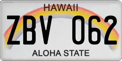 HI license plate ZBV062