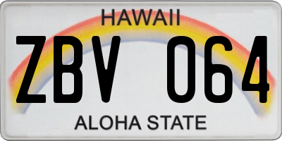 HI license plate ZBV064