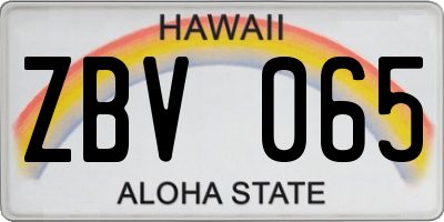 HI license plate ZBV065