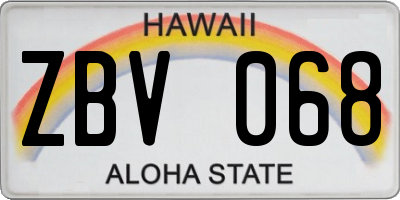HI license plate ZBV068