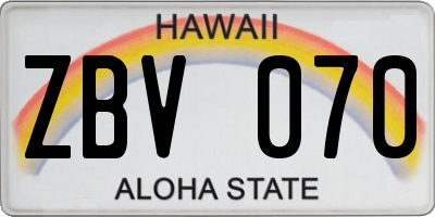 HI license plate ZBV070