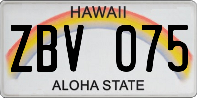 HI license plate ZBV075
