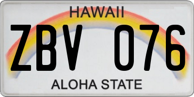 HI license plate ZBV076
