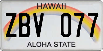 HI license plate ZBV077