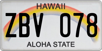 HI license plate ZBV078