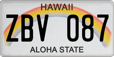 HI license plate ZBV087