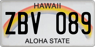 HI license plate ZBV089