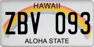 HI license plate ZBV093