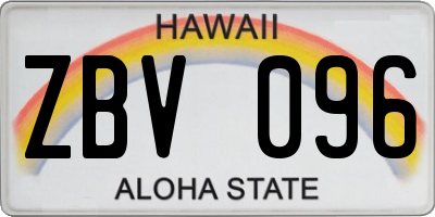 HI license plate ZBV096