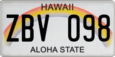 HI license plate ZBV098