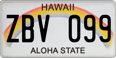 HI license plate ZBV099