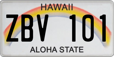 HI license plate ZBV101
