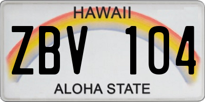 HI license plate ZBV104