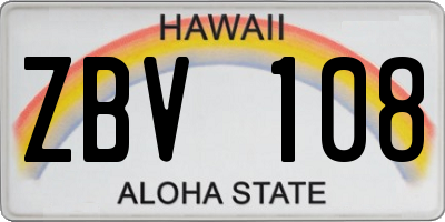 HI license plate ZBV108