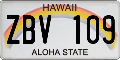 HI license plate ZBV109