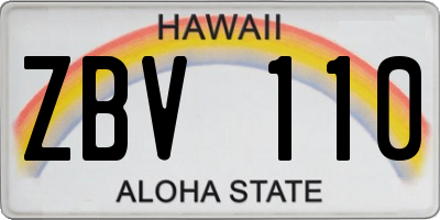 HI license plate ZBV110