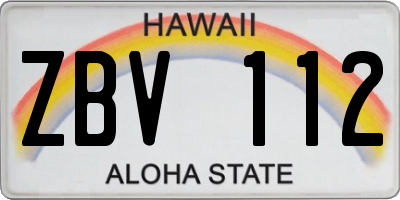 HI license plate ZBV112