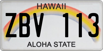 HI license plate ZBV113