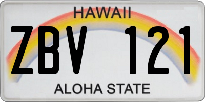 HI license plate ZBV121