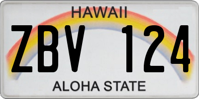 HI license plate ZBV124