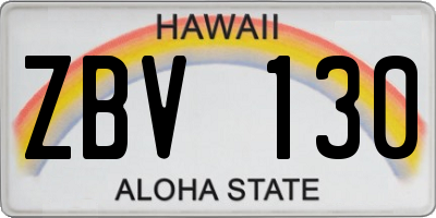 HI license plate ZBV130