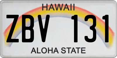 HI license plate ZBV131