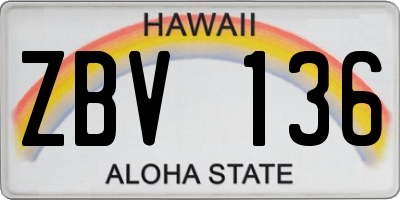 HI license plate ZBV136