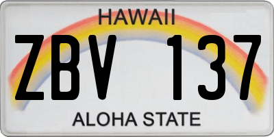 HI license plate ZBV137