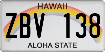 HI license plate ZBV138