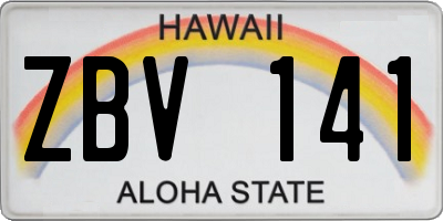 HI license plate ZBV141