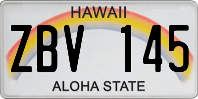 HI license plate ZBV145