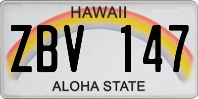 HI license plate ZBV147