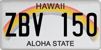 HI license plate ZBV150