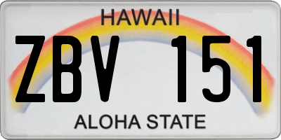 HI license plate ZBV151