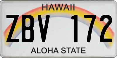 HI license plate ZBV172