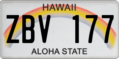 HI license plate ZBV177