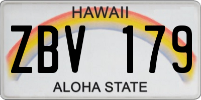 HI license plate ZBV179