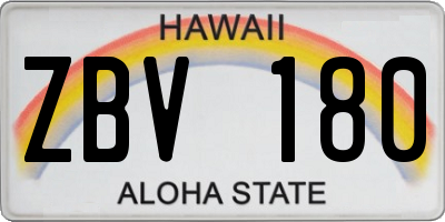 HI license plate ZBV180