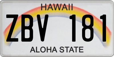 HI license plate ZBV181