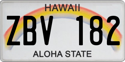 HI license plate ZBV182