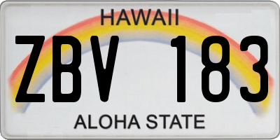 HI license plate ZBV183