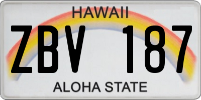 HI license plate ZBV187