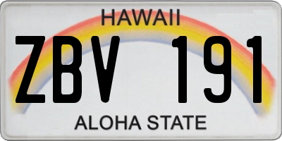 HI license plate ZBV191