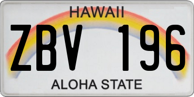 HI license plate ZBV196