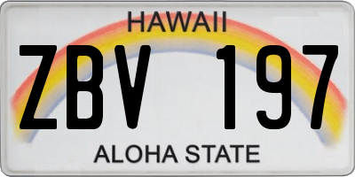 HI license plate ZBV197