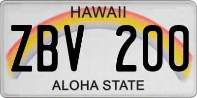 HI license plate ZBV200
