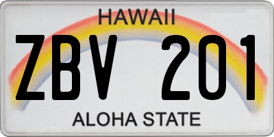 HI license plate ZBV201